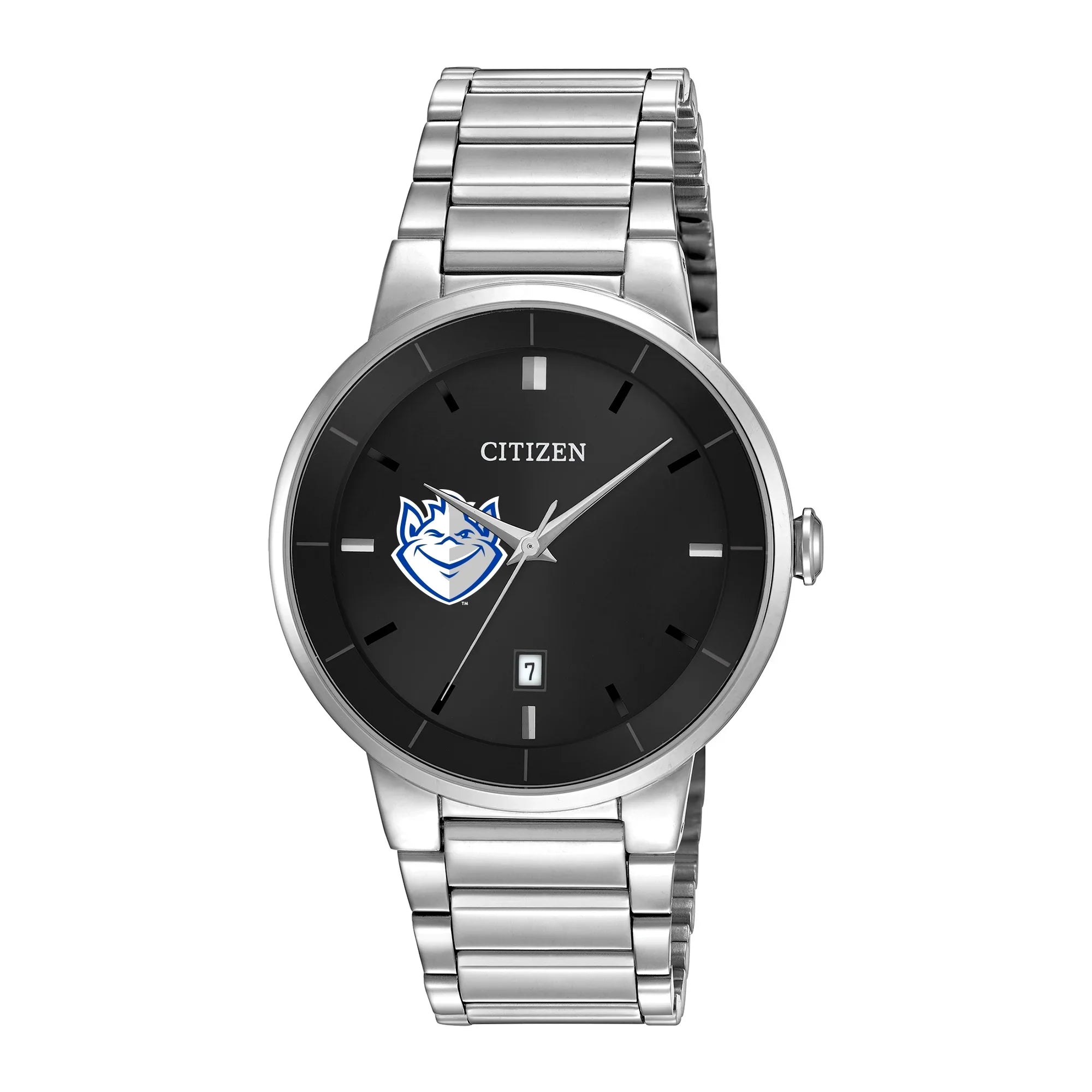 Men's Citizen Watch Silver Saint Louis Billikens Black Dial Stainless Steel Watch
