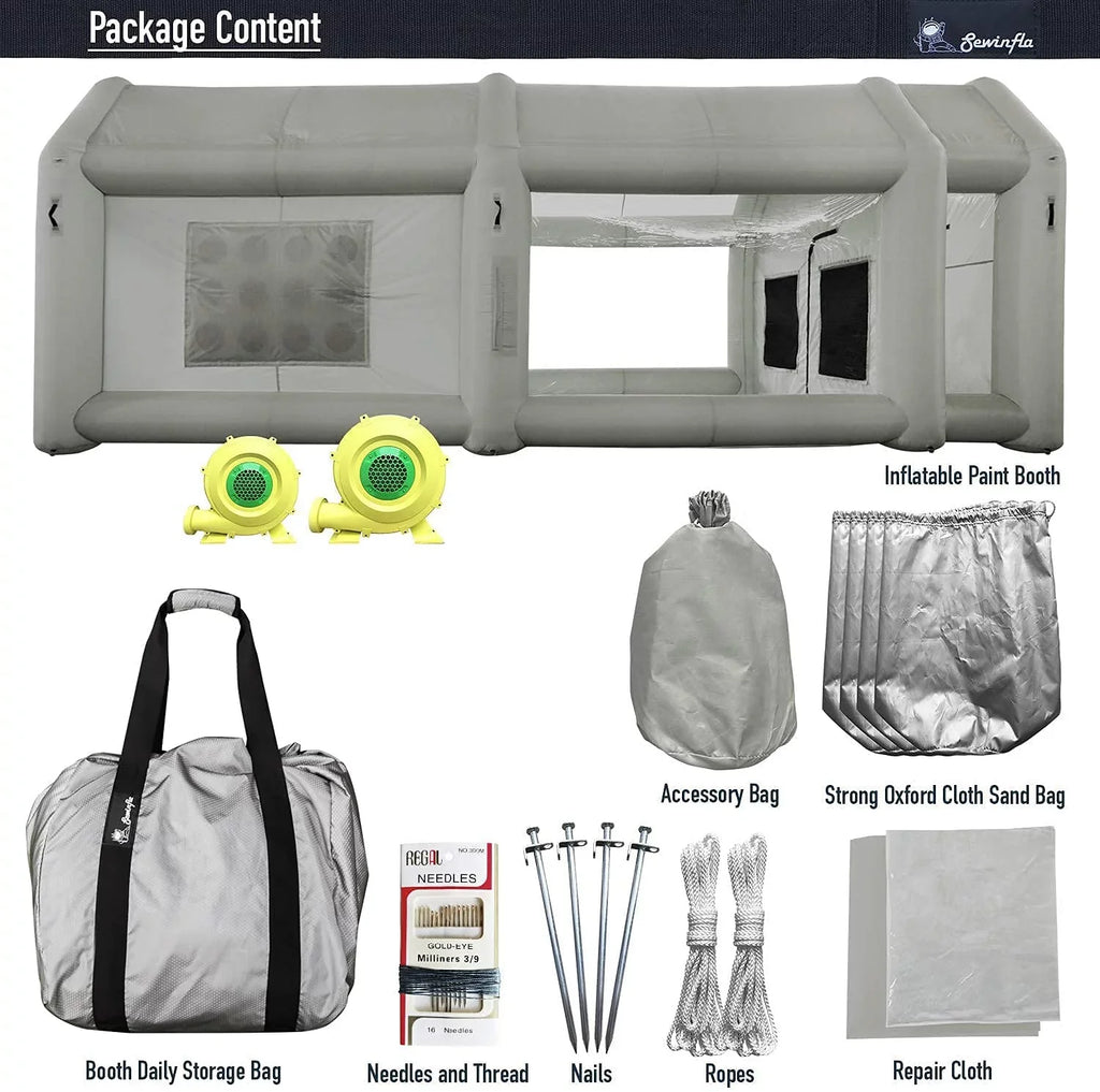 Sewinfla Inflatable Paint Booth 23x13x8.5Ft with Blowers Professional Inflatable Spray Booth Portable Car Painting Booth
