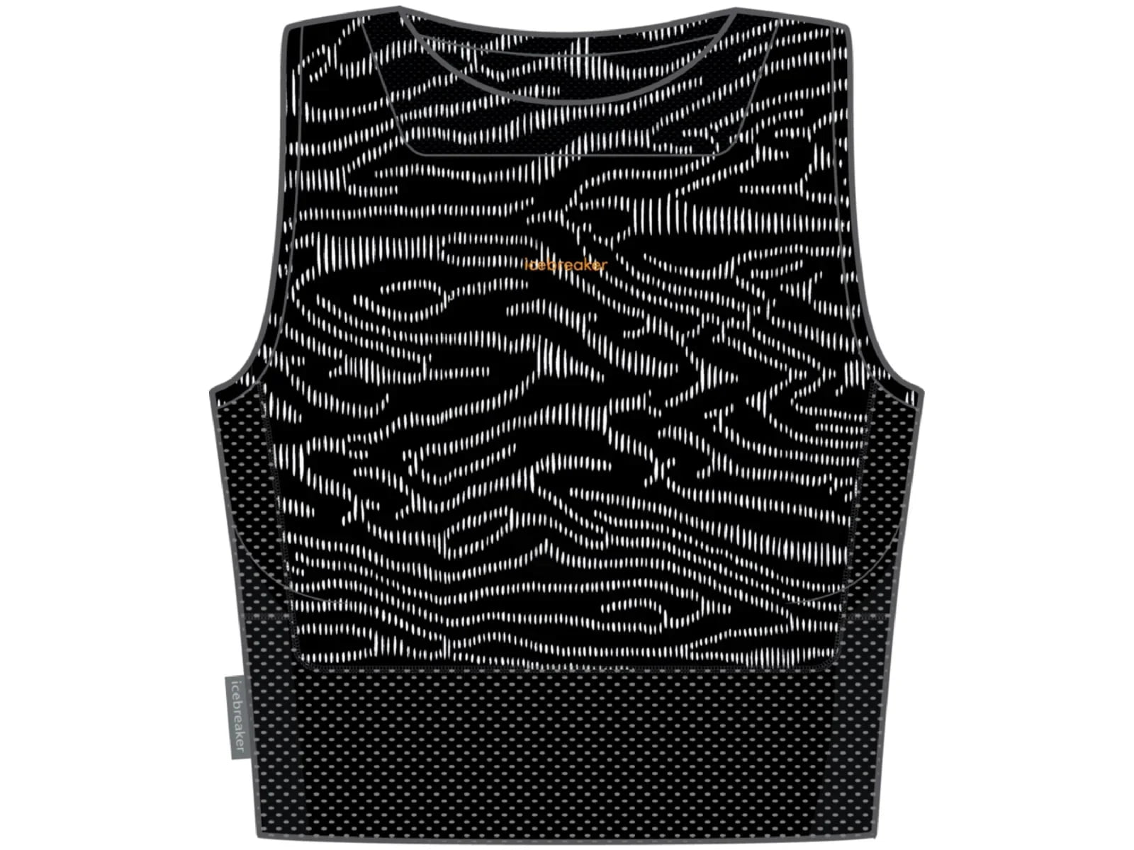 Icebreaker 125 ZoneKnit Cropped Bra-Tank Topo Lines - Women's, Black/Snow/Aop, S