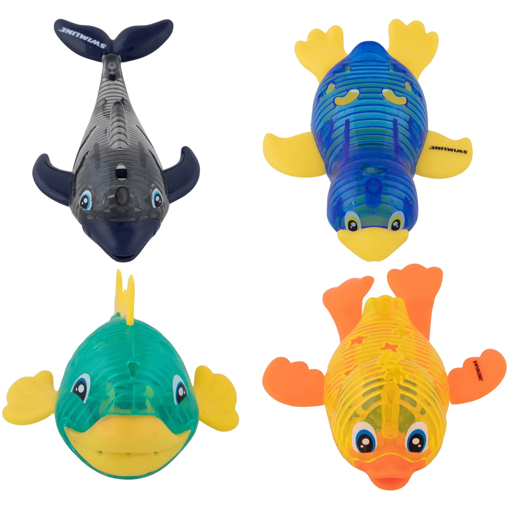 SWIMLINE ORIGINAL 4-Pack Diving Toys LED Light-Up Glowing Sea Animal Fun Pals Catch The Fish Retrieval Game For Swimming Pool & Bath Tub For Kids Multi Color Flashing Fluid Dive Practice Learn