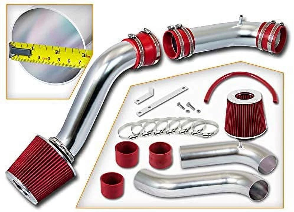 Rtunes Racing Cold Air Intake Kit + Filter Combo RED Compatible For 90-97 Compatible Ford Thunderbird 3.8L V6 N/A