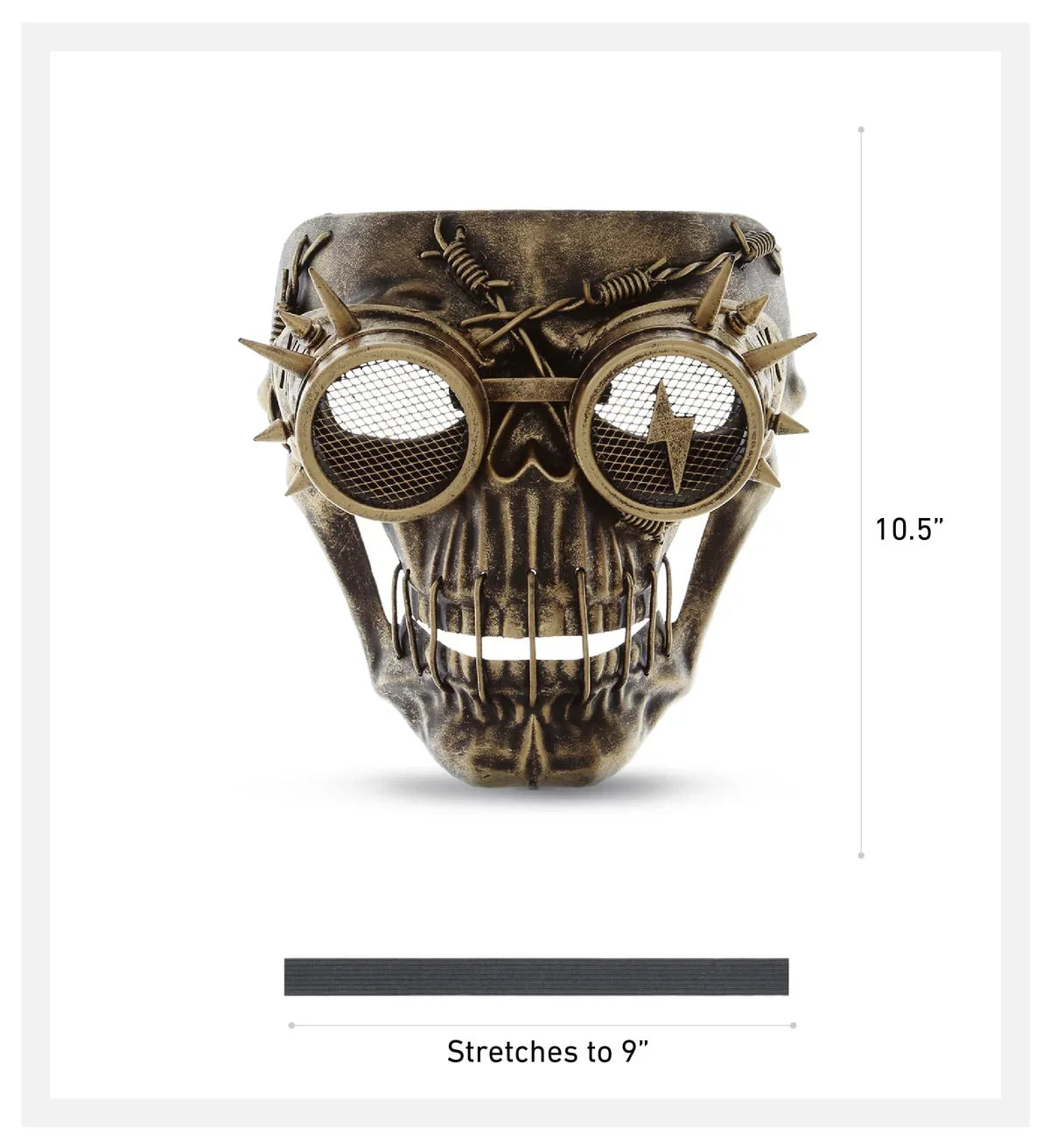 Attitude Studio Steampunk Wired Skeleton Full Face Mask Goggles Costume - Gold