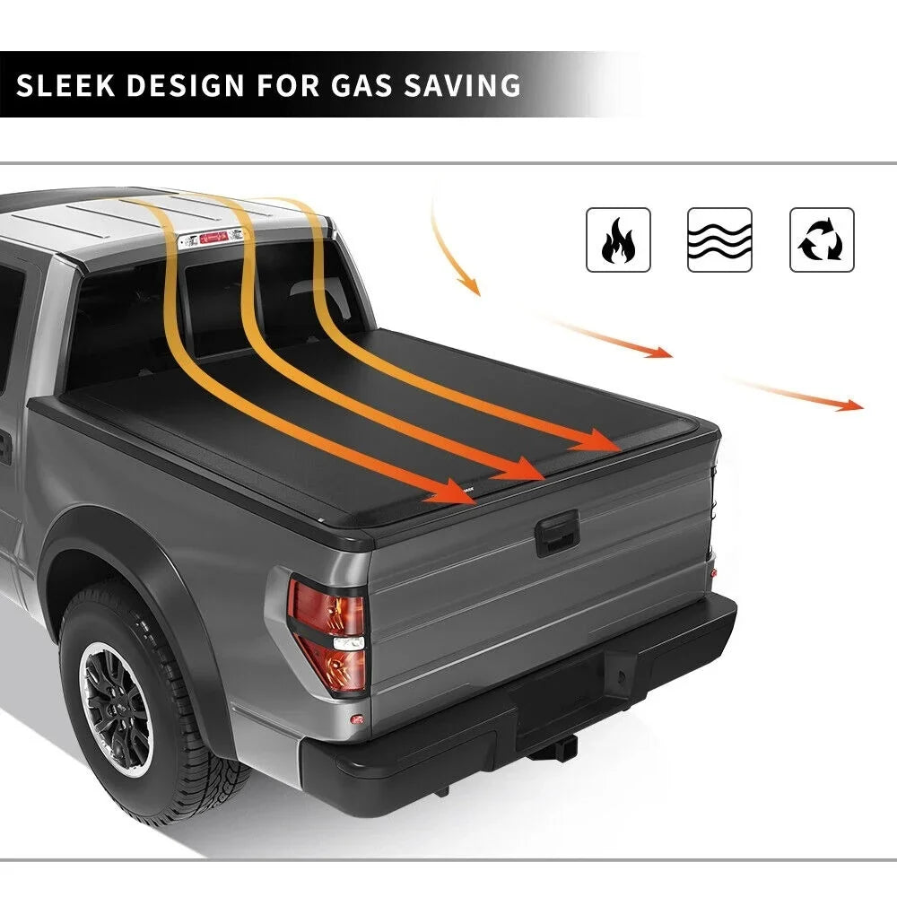 Ledkingdomus 5 ft Bed Soft 3-Fold Truck Bed Tonneau Cover Compatible with 2005-2023 Nissan Frontier NO fit Mexico