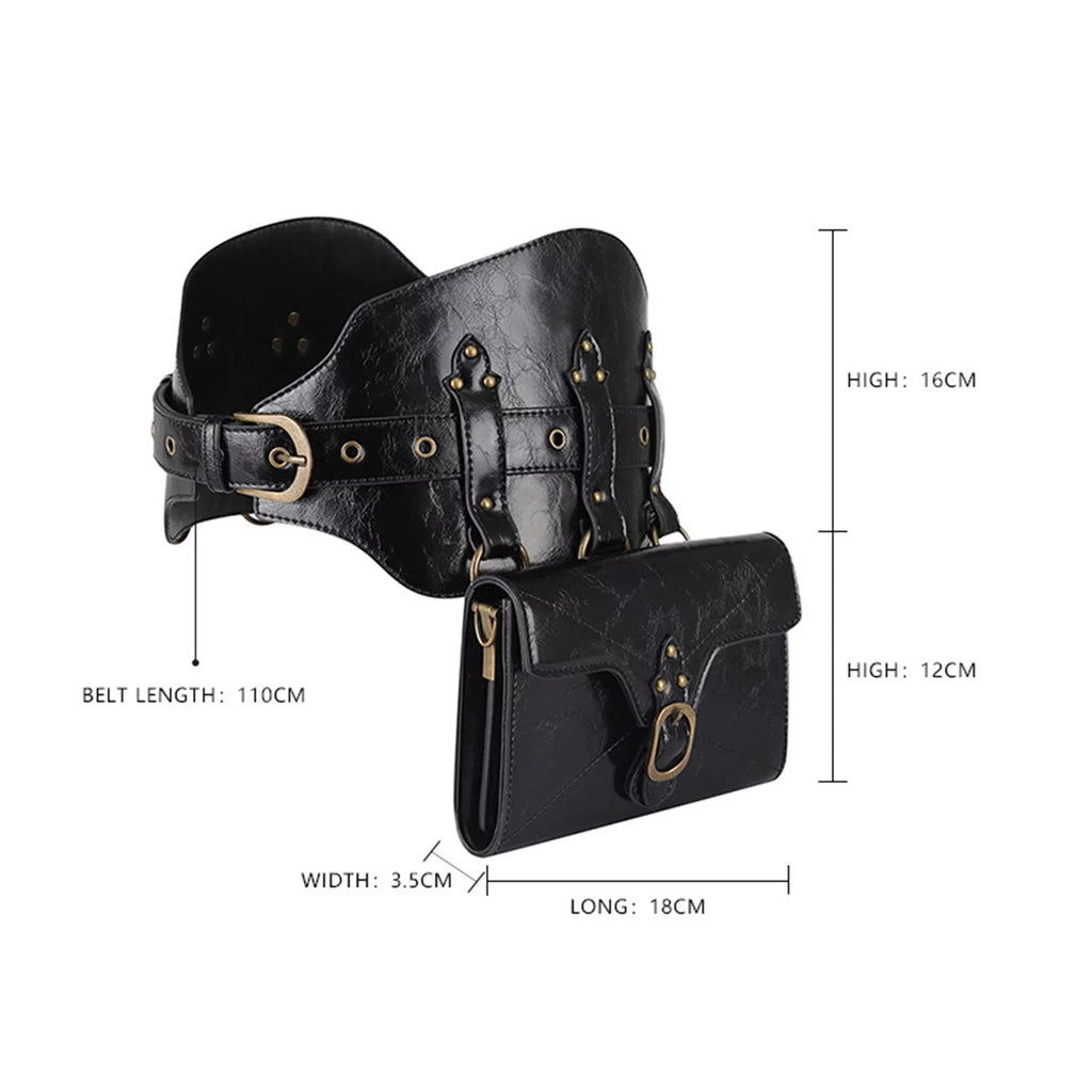 Gothic Waist Packs Fanny Pack Women Girls Handbag Portable Sturdy Punk Bag Steampunk Bag for Fishing Street Short Trips Dating Backpacking
