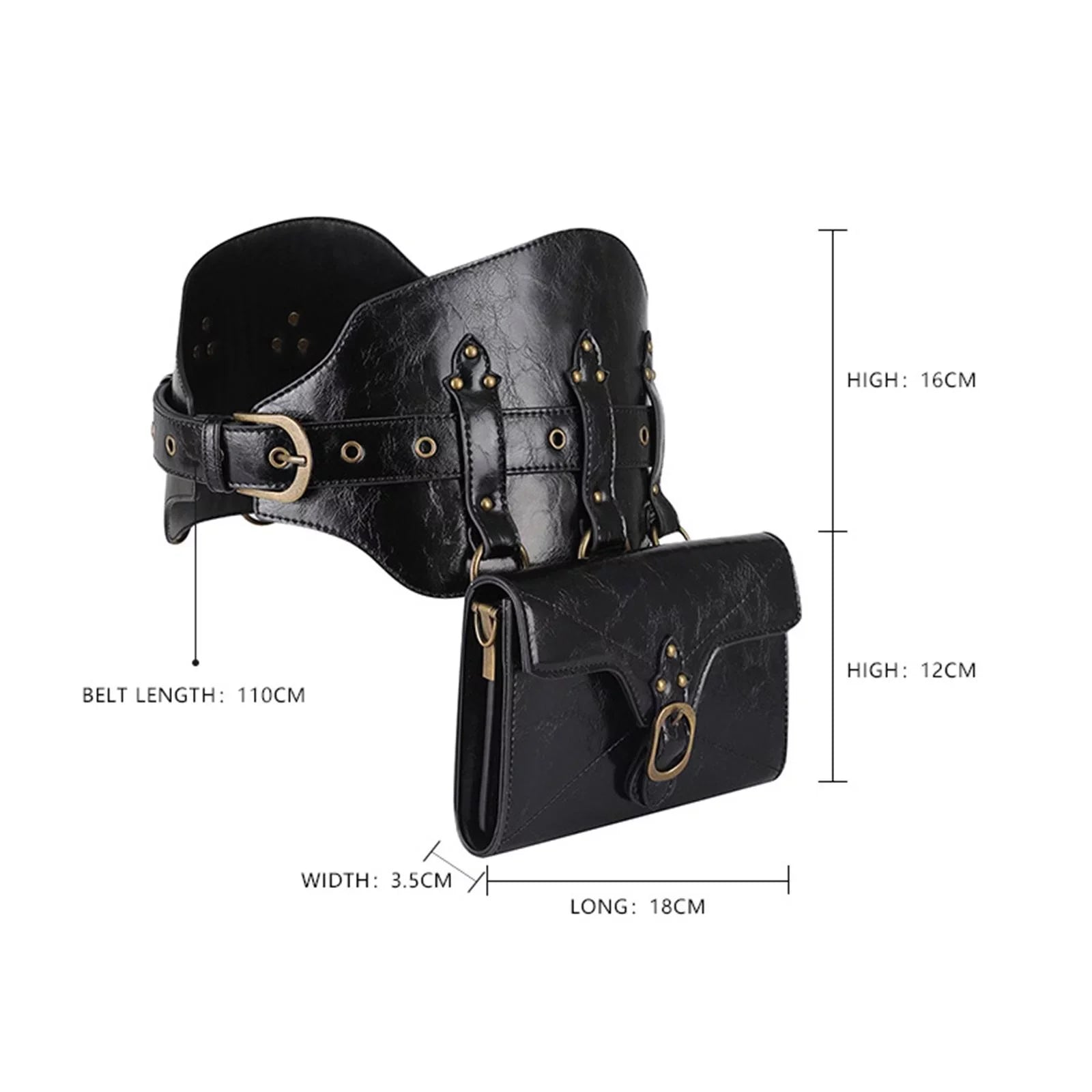 Gothic Waist Packs Fanny Pack Women Girls Handbag Portable Sturdy Punk Bag Steampunk Bag for Fishing Street Short Trips Dating Backpacking