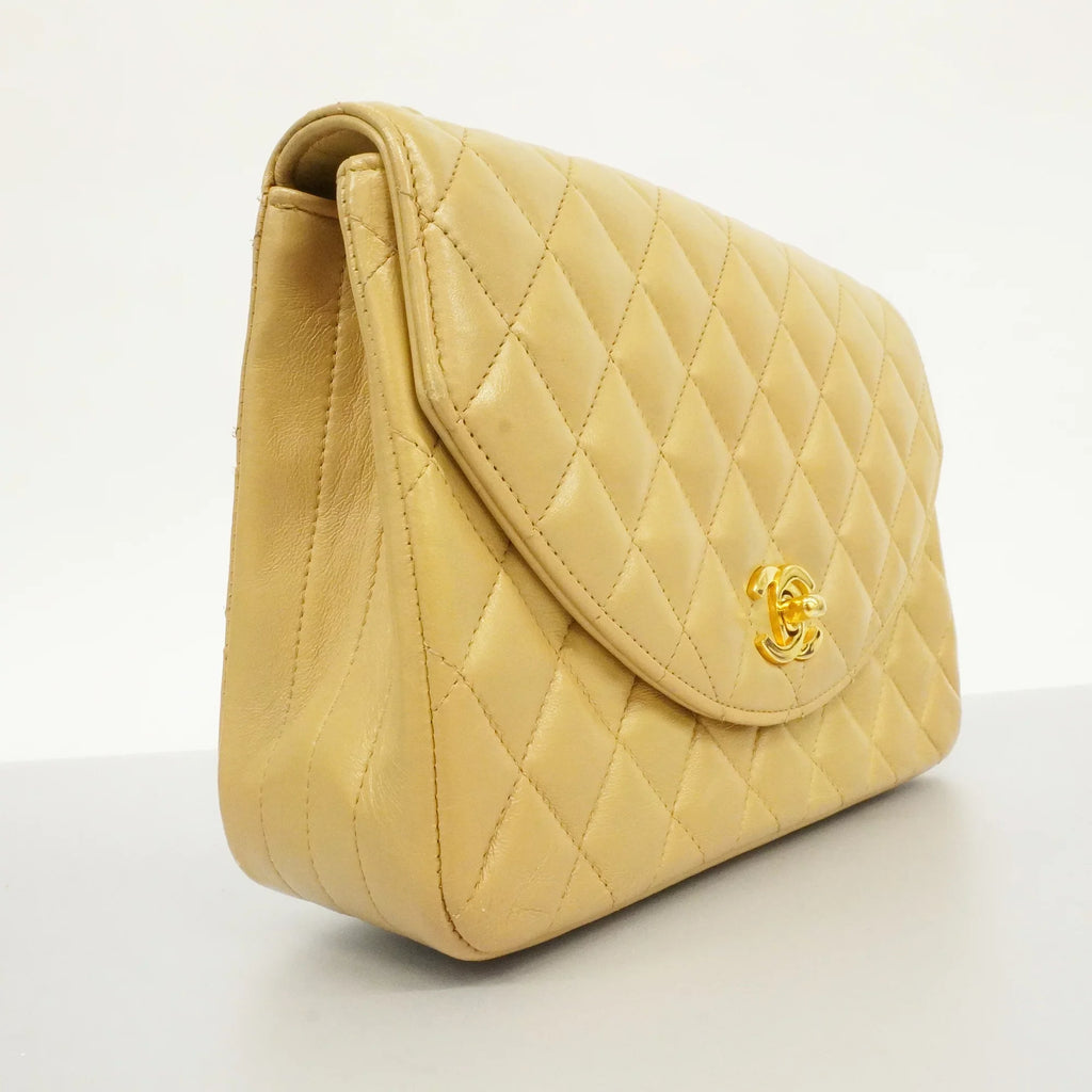 Authenticated Second-hand Auth Chanel Matelasse Single Chain Women's Leather Shoulder Bag Beige