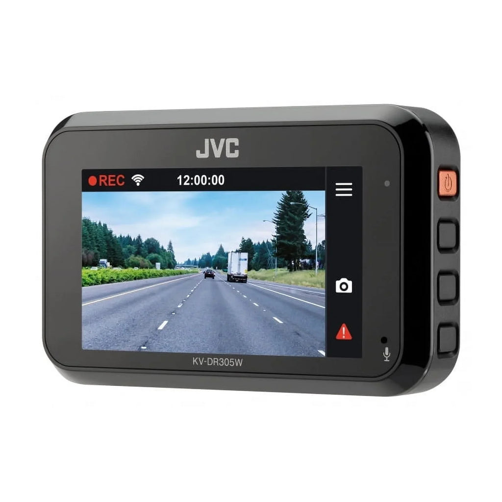 JVC KV-DR305W Full-HD-Dashcam featuring Integrated GPS, Built-in Wi-Fi, Full HD recording, 3-Axis G-Force Sensor and Smartphone Linkag