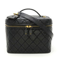 Pre-Owned CHANEL Chanel Matelasse Coco Mark Vanity Bag Handbag Shoulder Leather Black (Fair)
