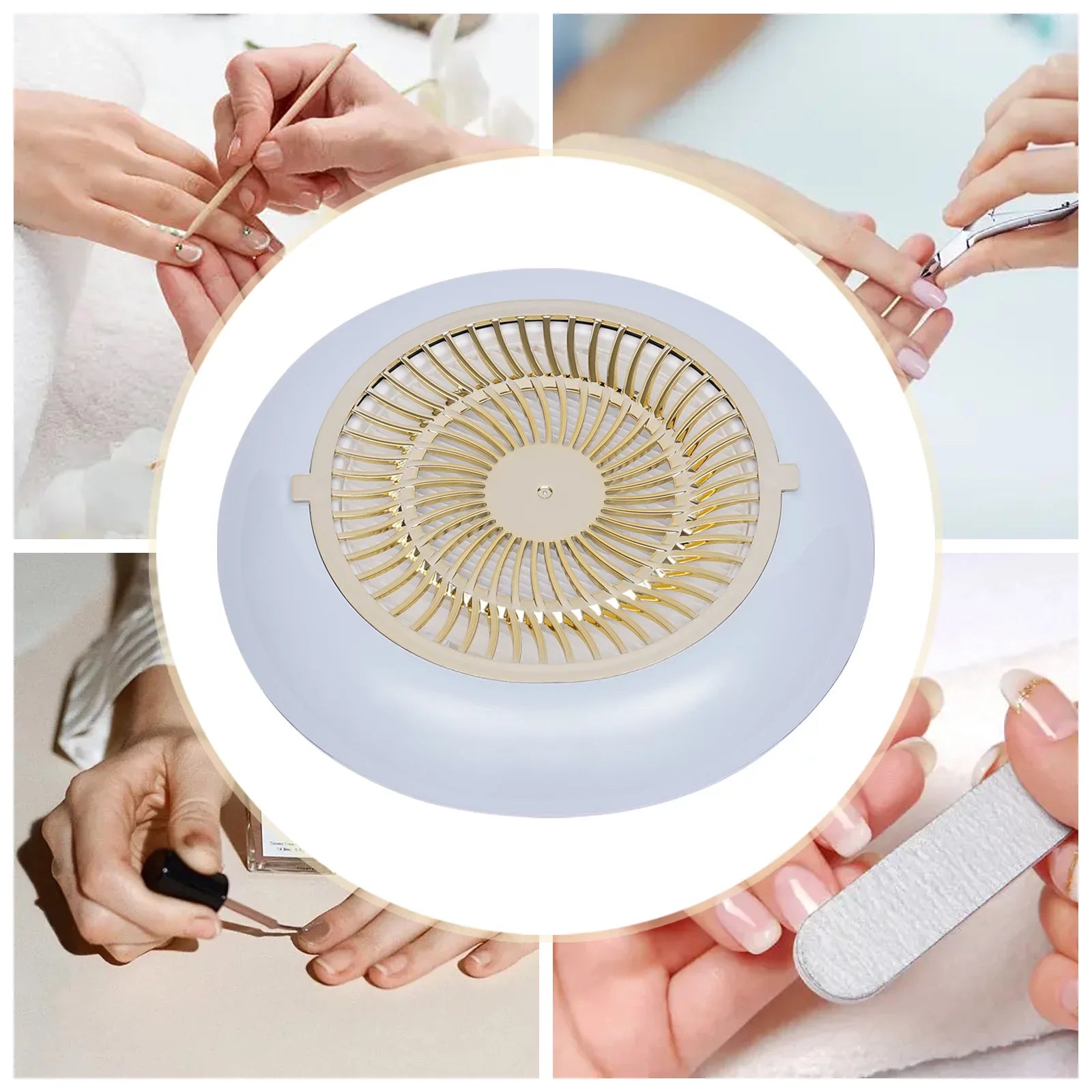Oukaning 45W Nail Dust Collector Reusable Filter Vacuum Cleaner Fan Strong Suction Salon(White)