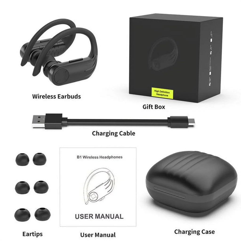Wireless Earbuds 5.0 True Wireless Sport Earphones Built-in Mic in Ear Running Headset with Earhooks Charging Case Compatible with iPhone 13 Pro Max XS XR Android
