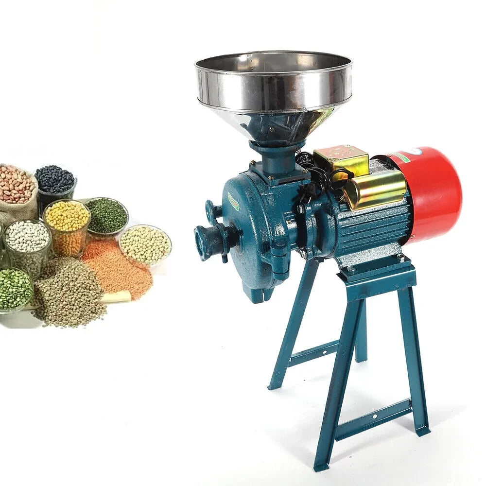 ZhdnBhnos 2200W 220V Electric Grain Flour Grinder Mill Commercial Heavy Duty Corn Wheat Cereal Dry Feed Grinder Pulverizer Machine w/ Funnel 1400r/Min