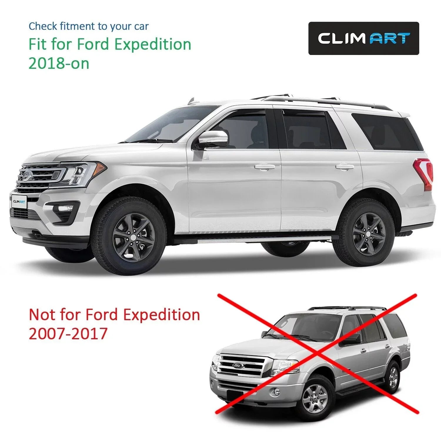 CLIM ART in-Channel Incredibly Sturdy Rain Guards Compatible with Ford Expedition 2018-2024, Original Window Deflectors, Vent Window Visors, Vent Deflector, 4 pcs. - 618291