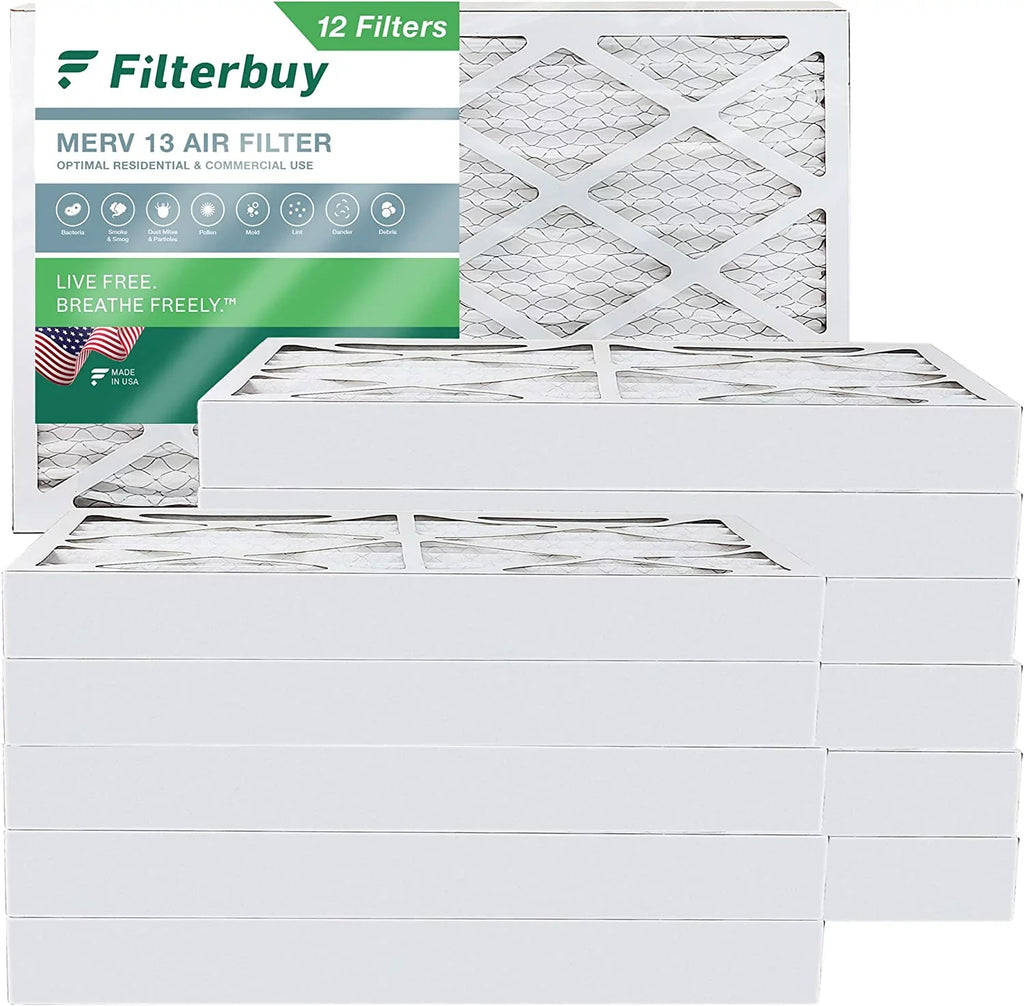 Filterbuy 10x25x4 MERV 13 Pleated HVAC AC Furnace Air Filters (12-Pack)