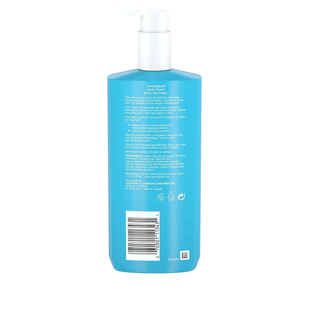 Neutrogena Hydro Boost Hydrating Body Gel Cream with Hyaluronic Acid, Non-Greasy and Fast Absorbing Cream for N (Pack of 6)
