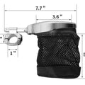 Teledu Universal Motorcycle Handlebar Cup Holder Metal Drink W/ Mesh Basket For Harley