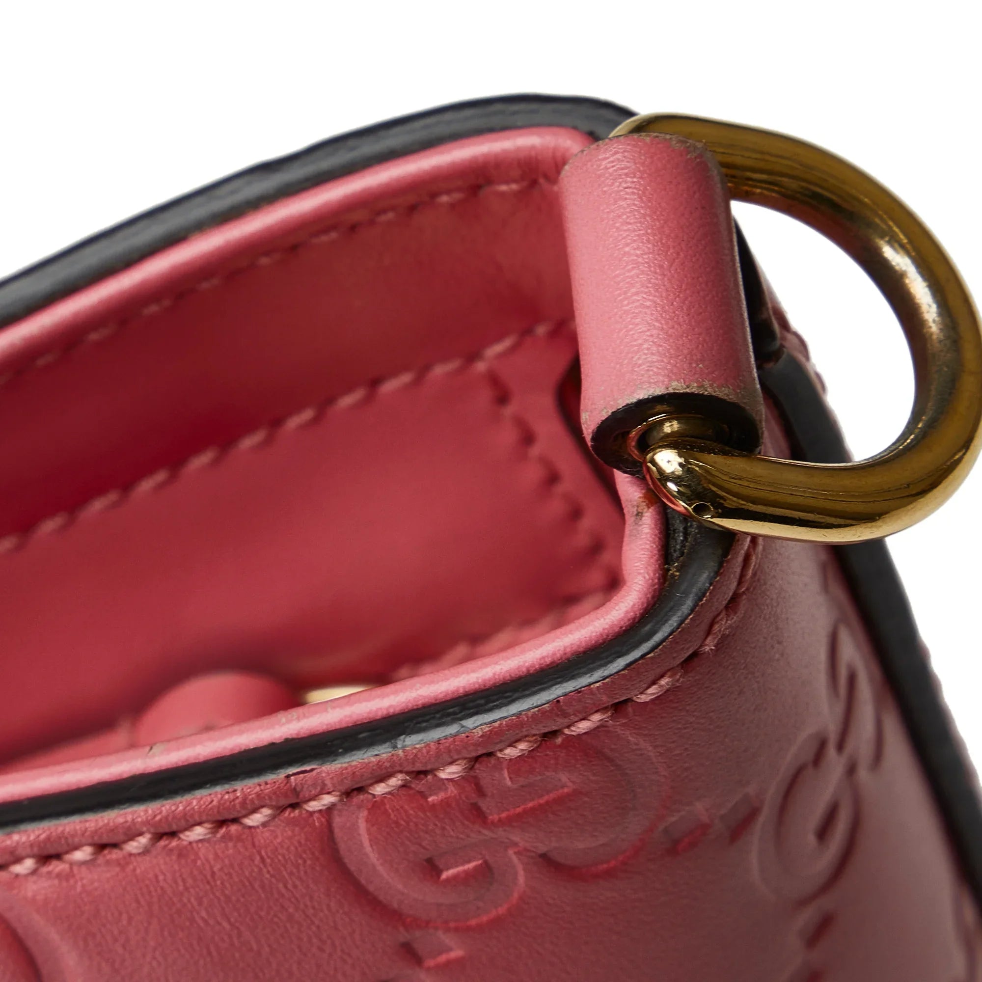Pre-Owned Authenticated Gucci Guccissima Satchel Calf Leather Pink Unisex (New with Defects)
