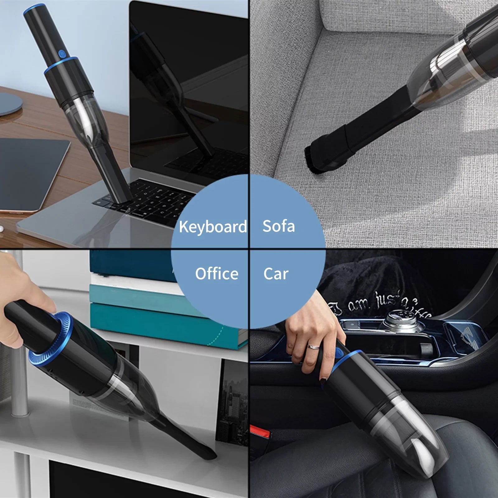 Anself 10000Pa Car Cleaner Portable Handheld USB Cleaner 120W Strong Suction Cleaner for Pet Hair Dust Gravel Cleaning Home Office