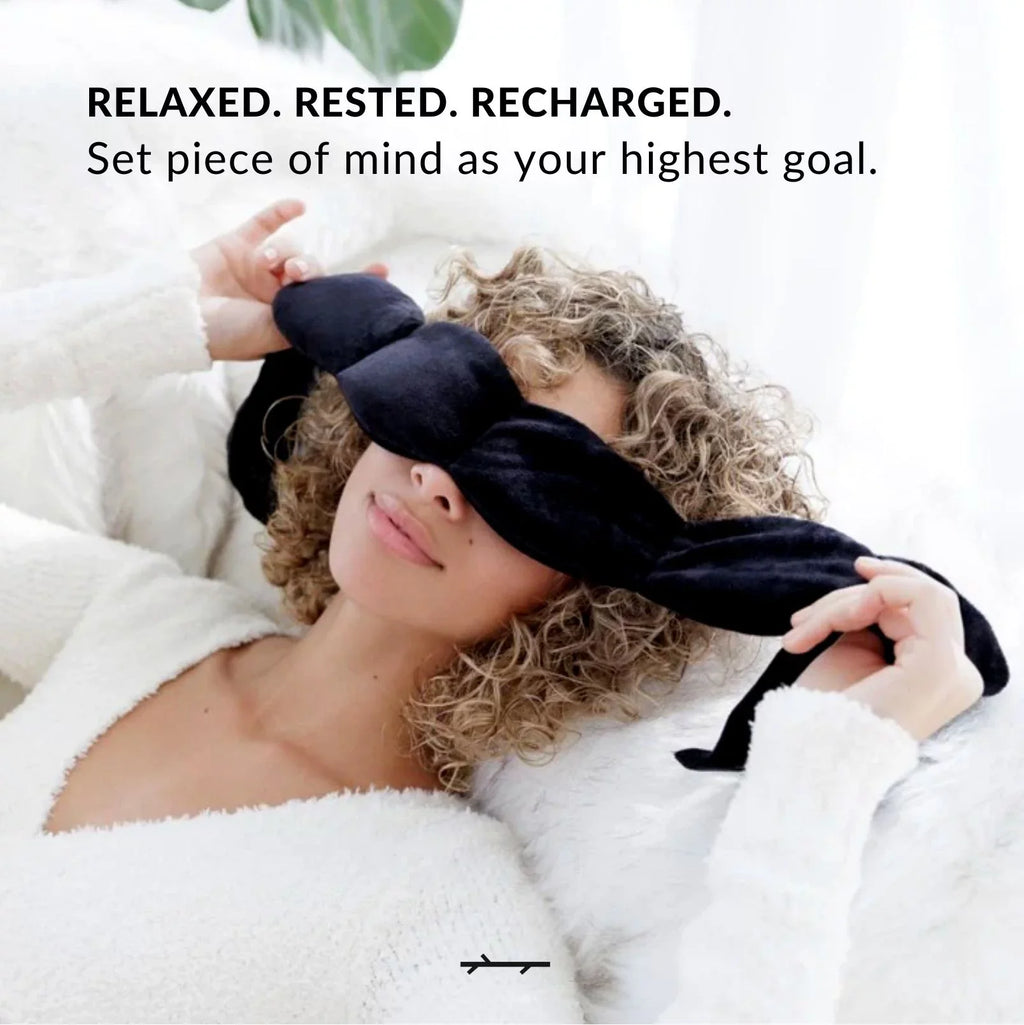 Heavy Weighted Eye Face Mask Deep Pressure Stimulation to Help with Pain Relief, Puffy Eyes, Migraine and Prepare for Sleep Blocks Light BPA Bead Filled and Lavender Black