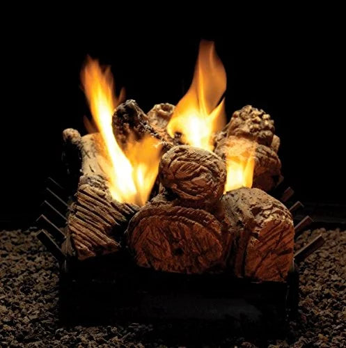 30" Stone River Logset with IP VF/V Slope Glaze Vista Burner, NG
