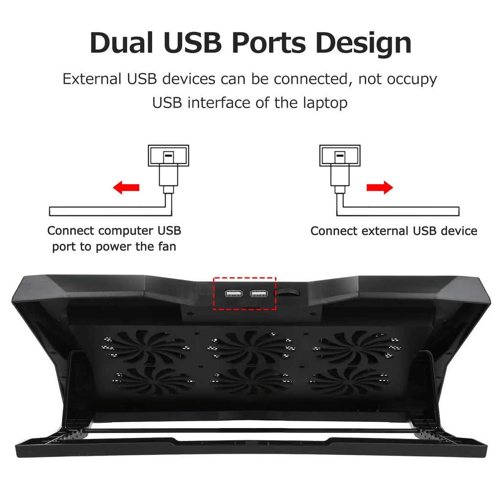 Andoer Low Noise Portable computer Cooler Stand, 6 Fans for Efficient Heat Dissipation and Comfortable Viewing Angle