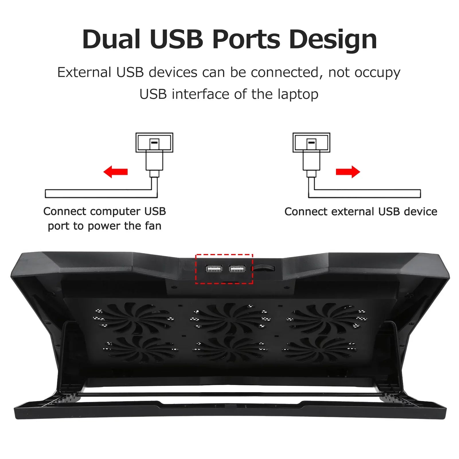Andoer Low Noise Portable computer Cooler Stand, 6 Fans for Efficient Heat Dissipation and Comfortable Viewing Angle