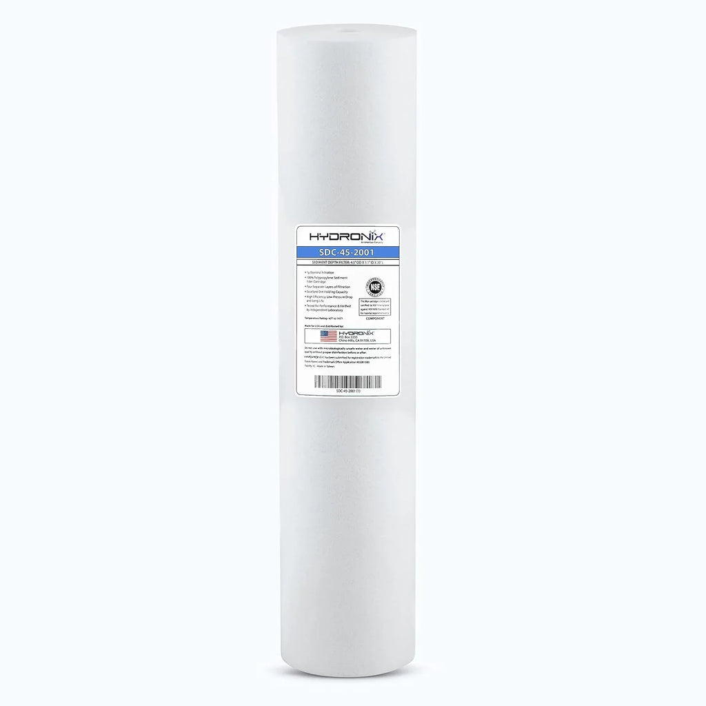 Whole House Or NSF Polypropylene Sediment Liquid Filter Cartridge 4.5" X 20" - 1 Micron