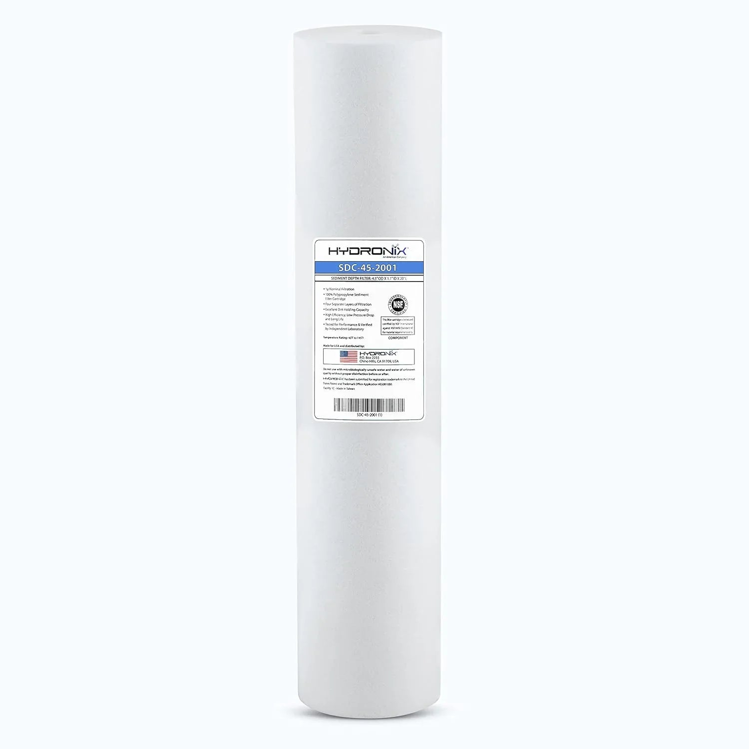 Whole House Or NSF Polypropylene Sediment Liquid Filter Cartridge 4.5" X 20" - 1 Micron