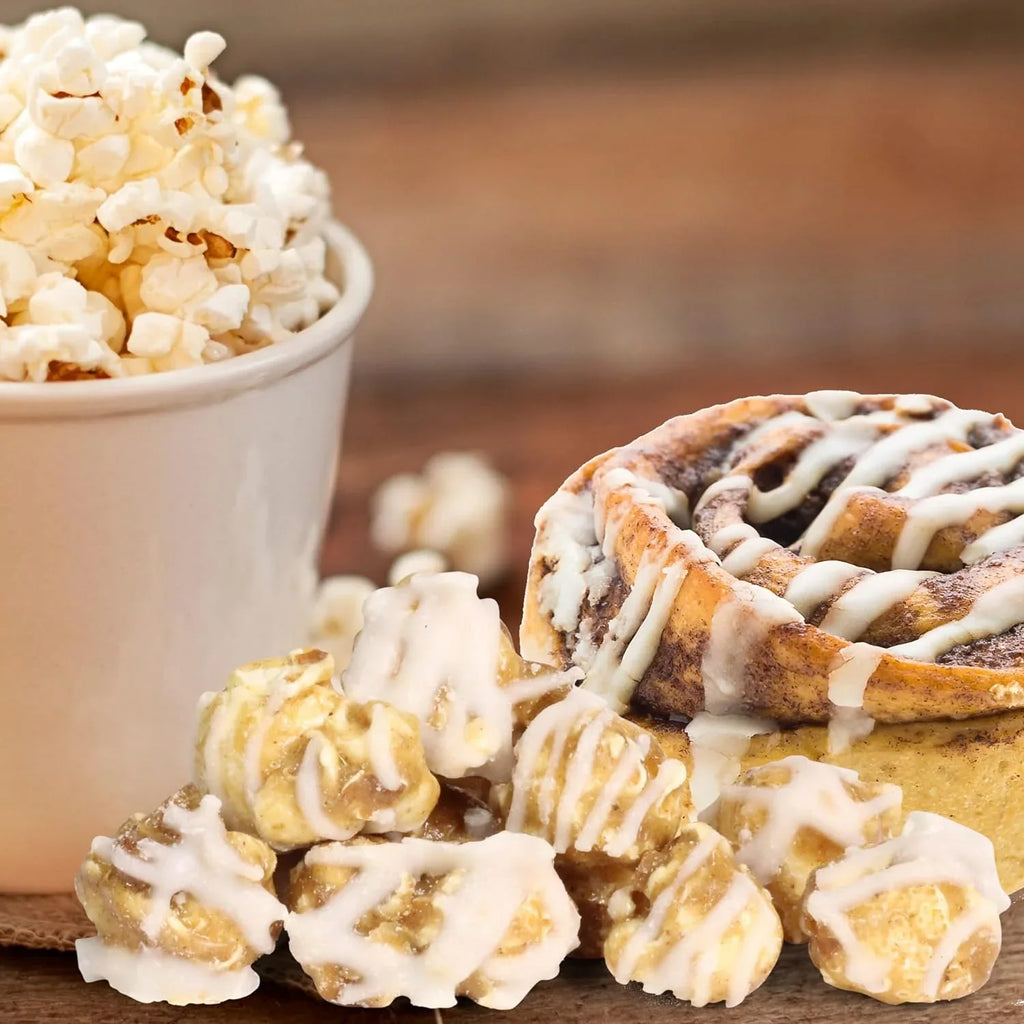 Grmet Cinnamon Swirl Popcorn By Its Delish, 5 Lbs Bulk Bag, – Festive Caramel Air Popped Sweet Crunchy Popcorn With White Glaze Corn Snack, Parties – Gluten Free, Vegan, Kosher