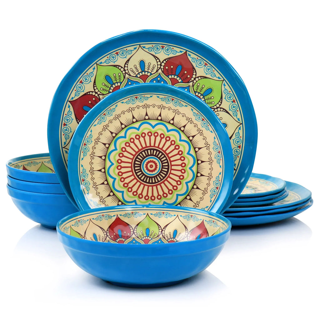 Elama Camilla 12 Piece Melamine Dinnerware Set
