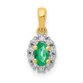 14k and Rhodium Diamond and Oval Emerald Pendant QPM5252-EM-010-YA