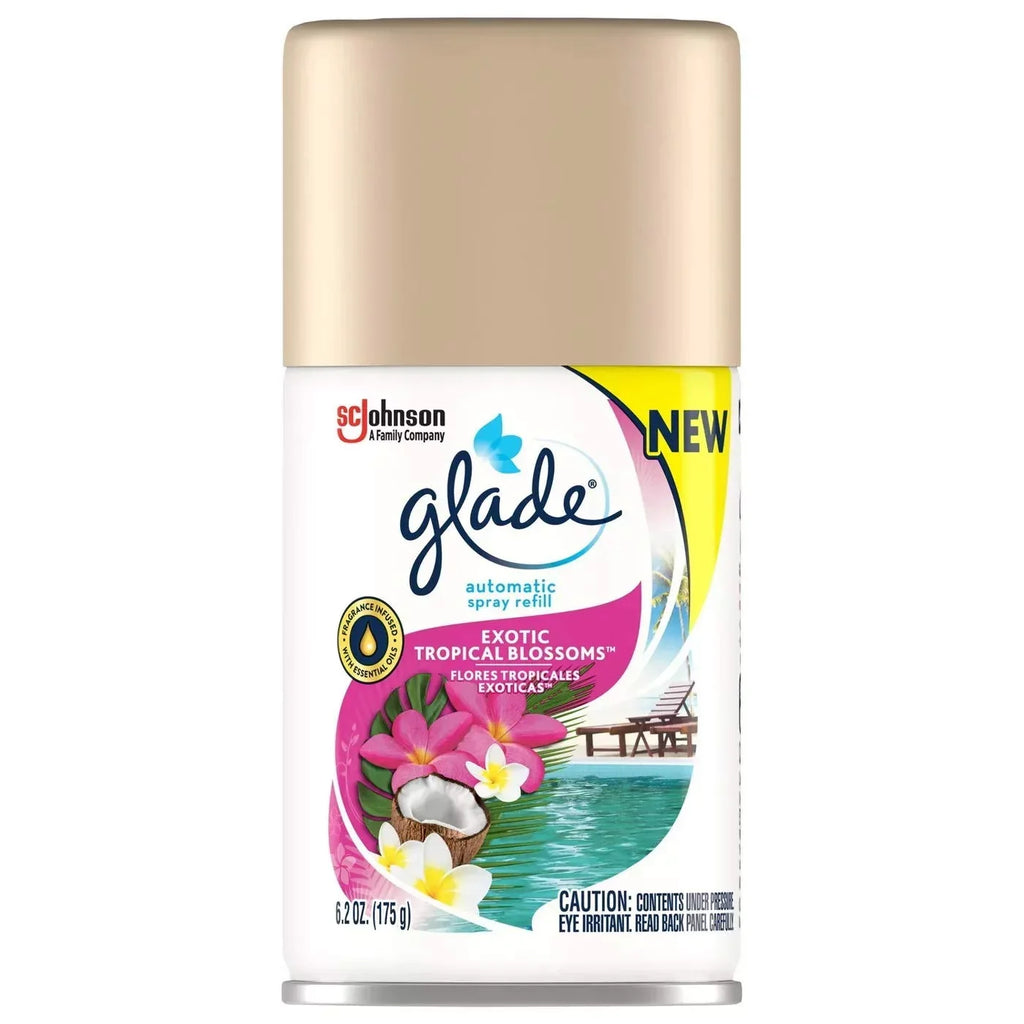 Glade Automatic Spray Air Freshener Refill Exotic Tropical Blossoms Scent 6.2 Ounce Each (Pack of 6)
