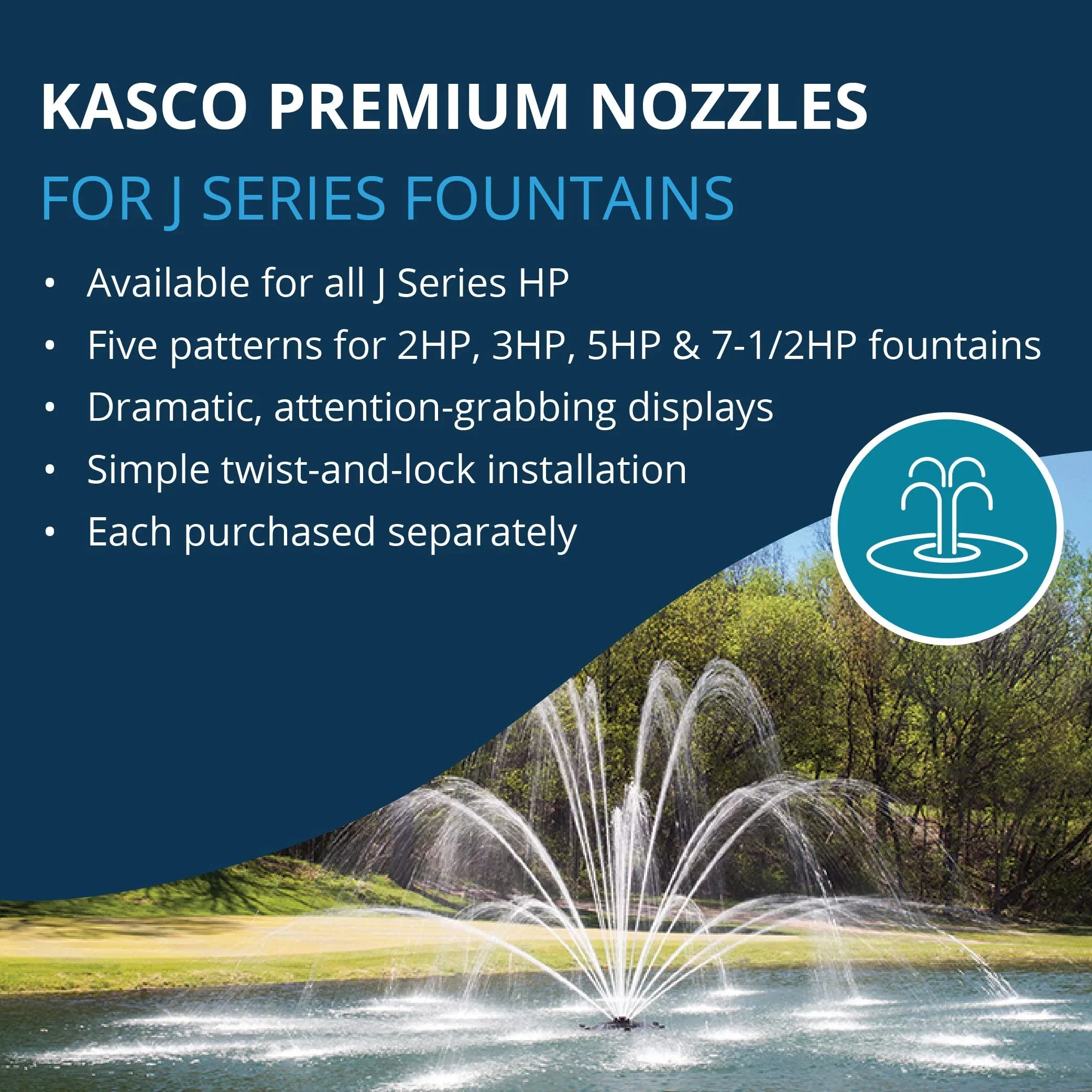 Kasco J Series 2 , 3 , 5 & 7-1/2 Magnolia Premium Fountain Nozzles Only (Fountain not Included)