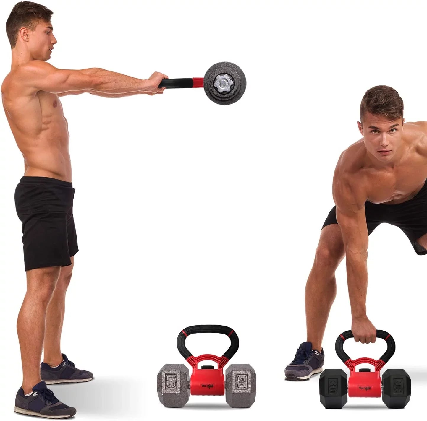 Yes4All Kettle Grip New Version - Weight grip to convert dumbbells into kettlebells for workouts with capacity up to 100 lbs