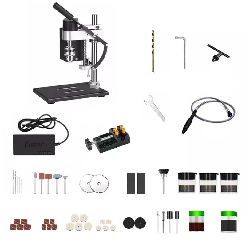 CJC Motor Desktop Bench Drill, Wood Jewelry Metal Plastic Procession, 7-Speed Adjustable Punching Machine