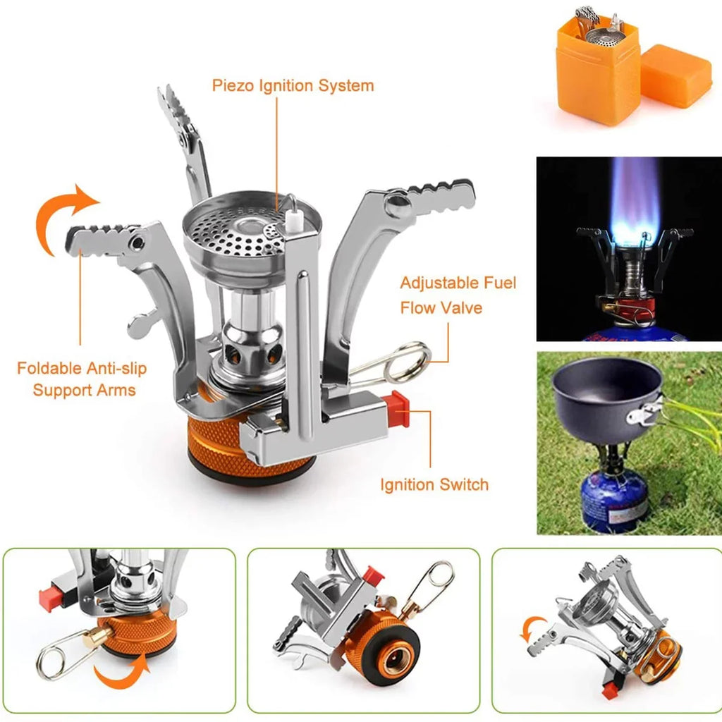 Lixada Backpacking Cookware Set with Pot Pan Kettle Stove Spoon Fork Cutter for Camping Hiking Picnic Mess Kit Tableware