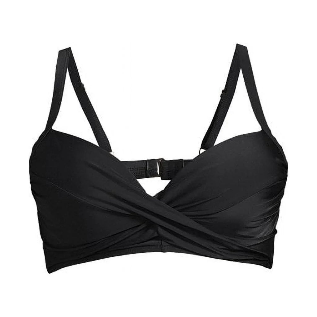 Nicole Miller BLACK Twist Front Bikini Top + Hi Waist Shirred Bottom 2Pc XL