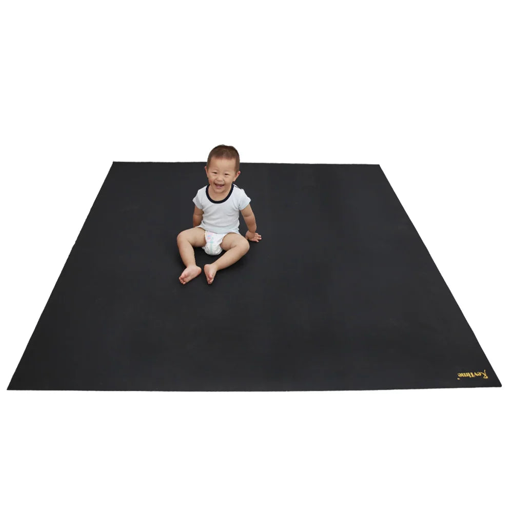 RevTime Super Large Exercise Mat 6 x 6 Feet (72"x72"x1/8") Heavy Duty Cardio Mat For Home Workouts Gym Black