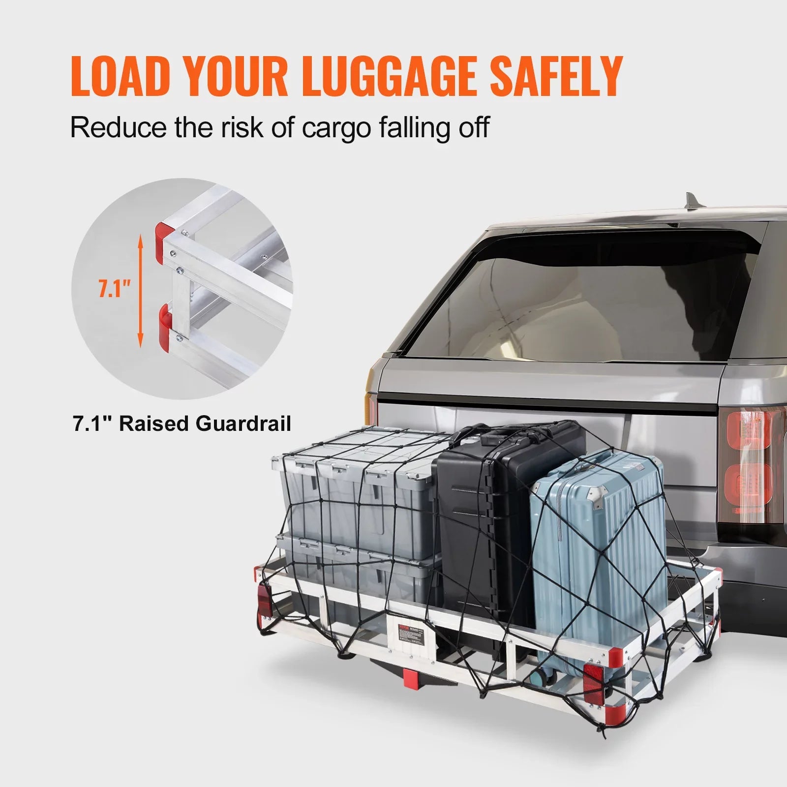 BENTISM Hitch Mount Cargo Carrier 47 x 20 x 6 in 500lb Aluminum Corrosion-Resistant Fits 2" Receiver Cargo Basket for SUVs Sedans Vehicles