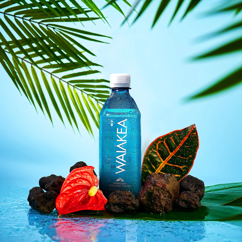 Waiakea Hawaiian Volcanic Fluid Naturally Alkaline, 100% Recycled Bottle, 16.9 Fl Oz (Pack of 24)