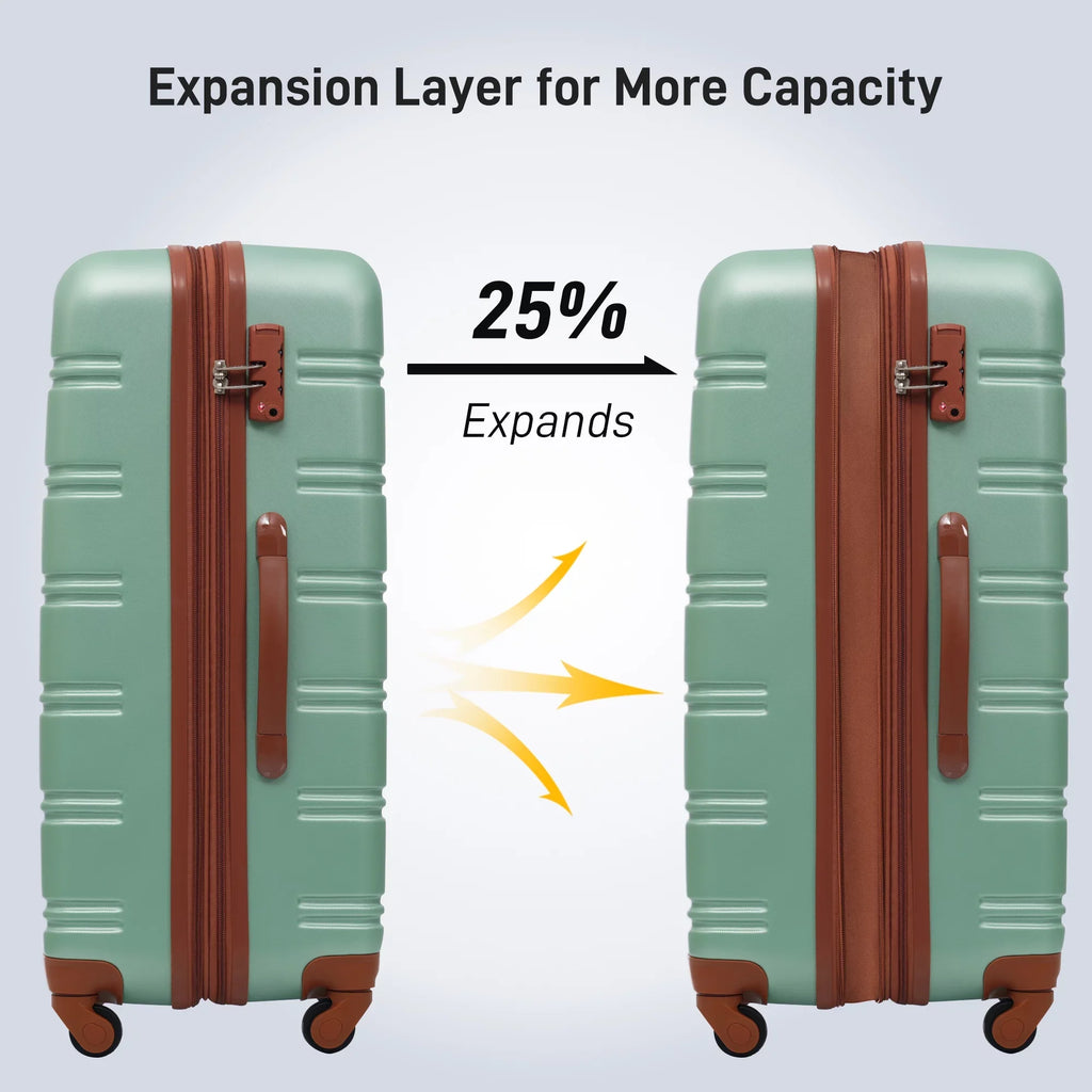 Crtynell 3 Piece Luggage Set Hardside Spinner Suitcase with TSA Lock 20" 24" 28" Available