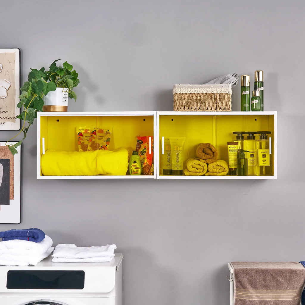 VECELO Bathroom Cabinet Wall Mounted, Multipurpose Storage Cabinet with Acrylic Sliding Doors for Bathroom Kitchen Living Room, White