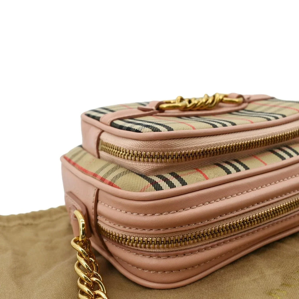 Pre-owned BURBERRY 1983 Knight Check Link Crossbody Camera Bag Light Pink