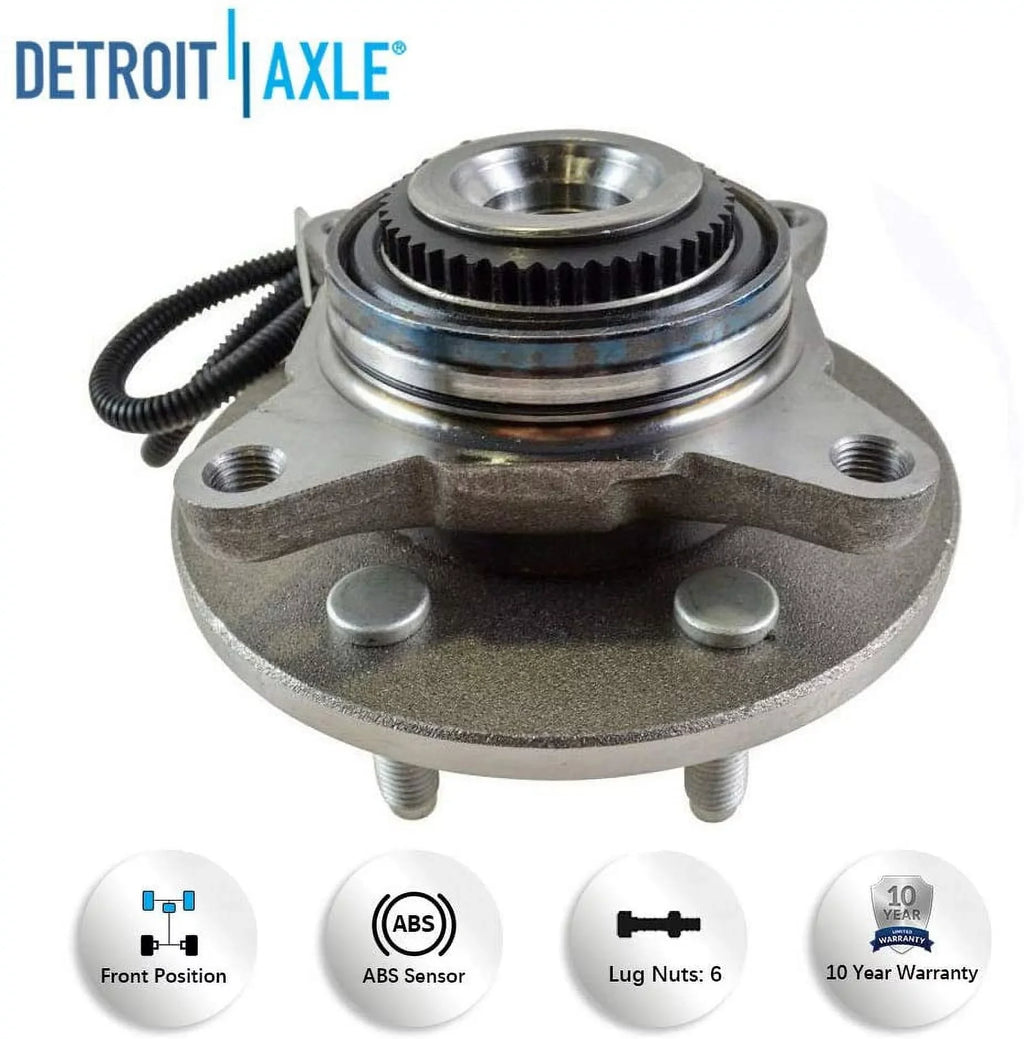 Detroit Axle - Power Steering Rack & Pinion + Front Upper Control Arms + Wheel Hubs + Suspension Kit Replacement for Ford F-150 Lincoln Mark LT 4WD w/ABS ; Straight Sway Bars - 11pc Set