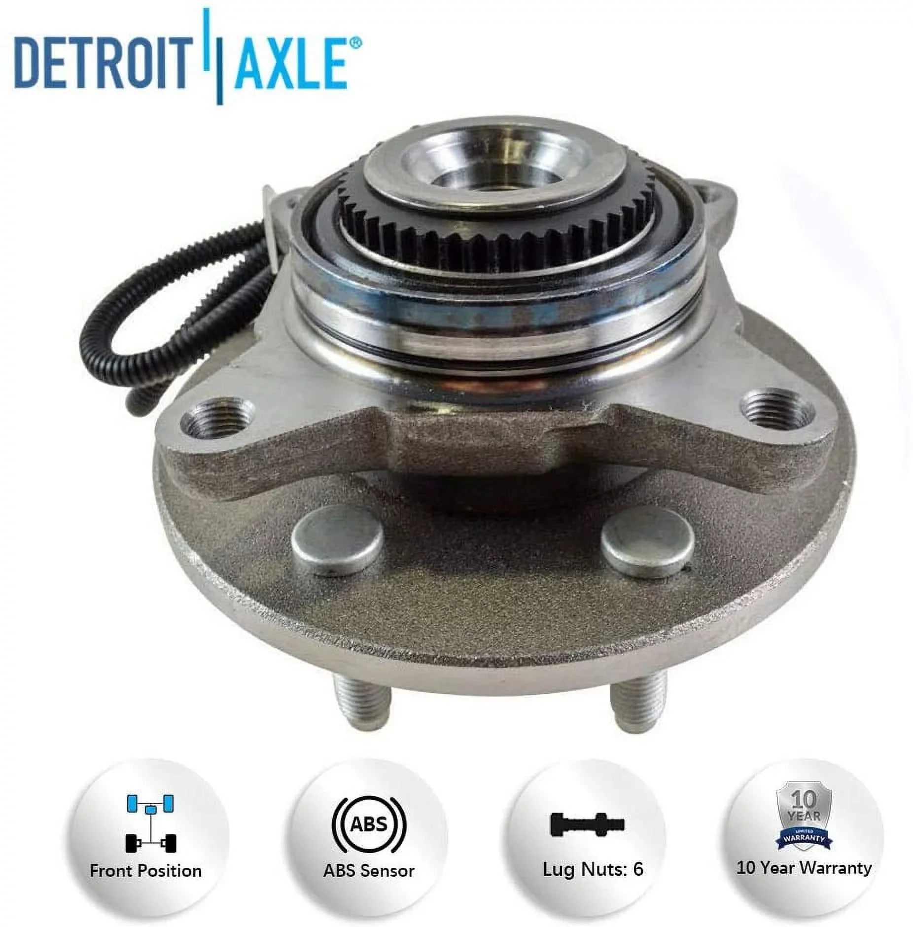 Detroit Axle - Power Steering Rack & Pinion + Front Upper Control Arms + Wheel Hubs + Suspension Kit Replacement for Ford F-150 Lincoln Mark LT 4WD w/ABS ; Straight Sway Bars - 11pc Set