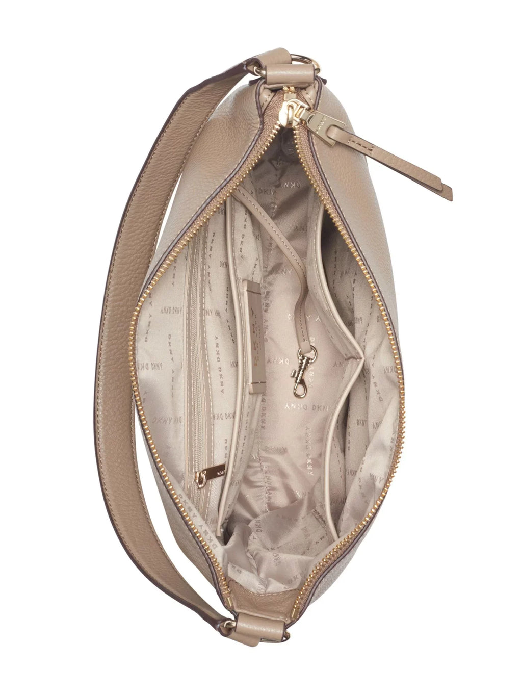 DKNY Women's Brown Leather Adjustable Strap Hobo Handbag Purse