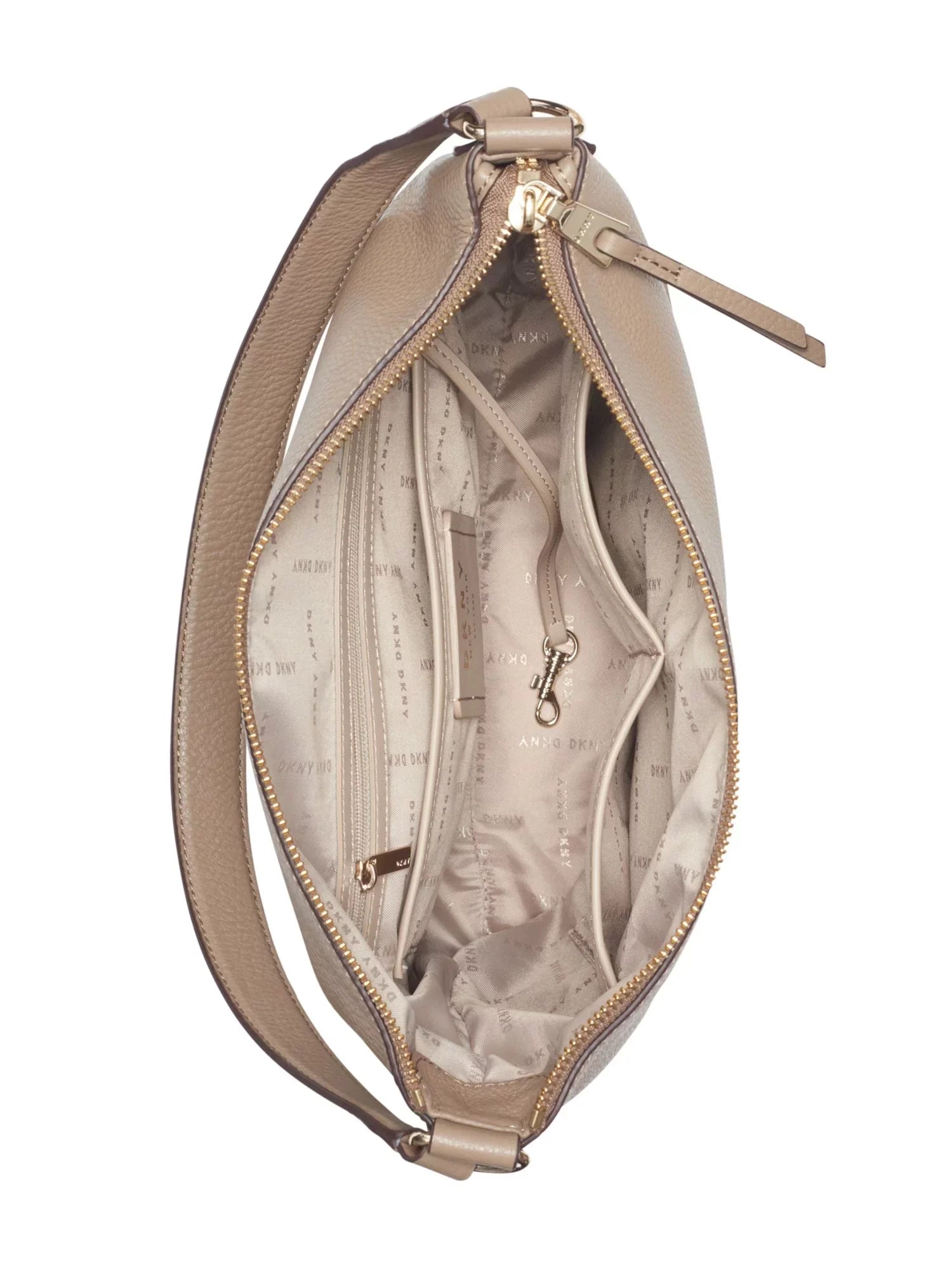 DKNY Women's Brown Leather Adjustable Strap Hobo Handbag Purse