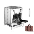 Arealer Folding Wood Burning Stove Channel Kit BBQ Grill with Carry Bag for Backpacking Hiking Camping Cooking