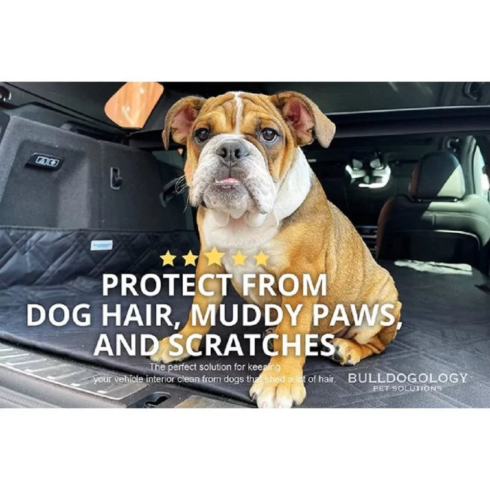 Bulldogology SUV Cargo Liner for Dogs - Heavy Duty Pet Trunk Cargo Cover - Dog Car Seat Cover Fluid Nonslip - Dog Hair, Muddy Paws, Scratches Cover Protector for Cars Vans SUVs (X-Large, Grey)