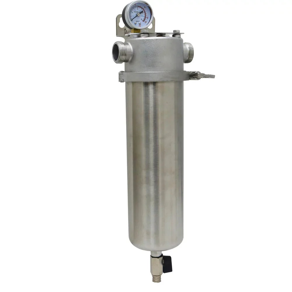 TECHTONGDA Front Liquid Filter Housing 10 inch Filter 1 inch NPT for Whole House Liquid Purification 304 Stainless Steel 8000L/h