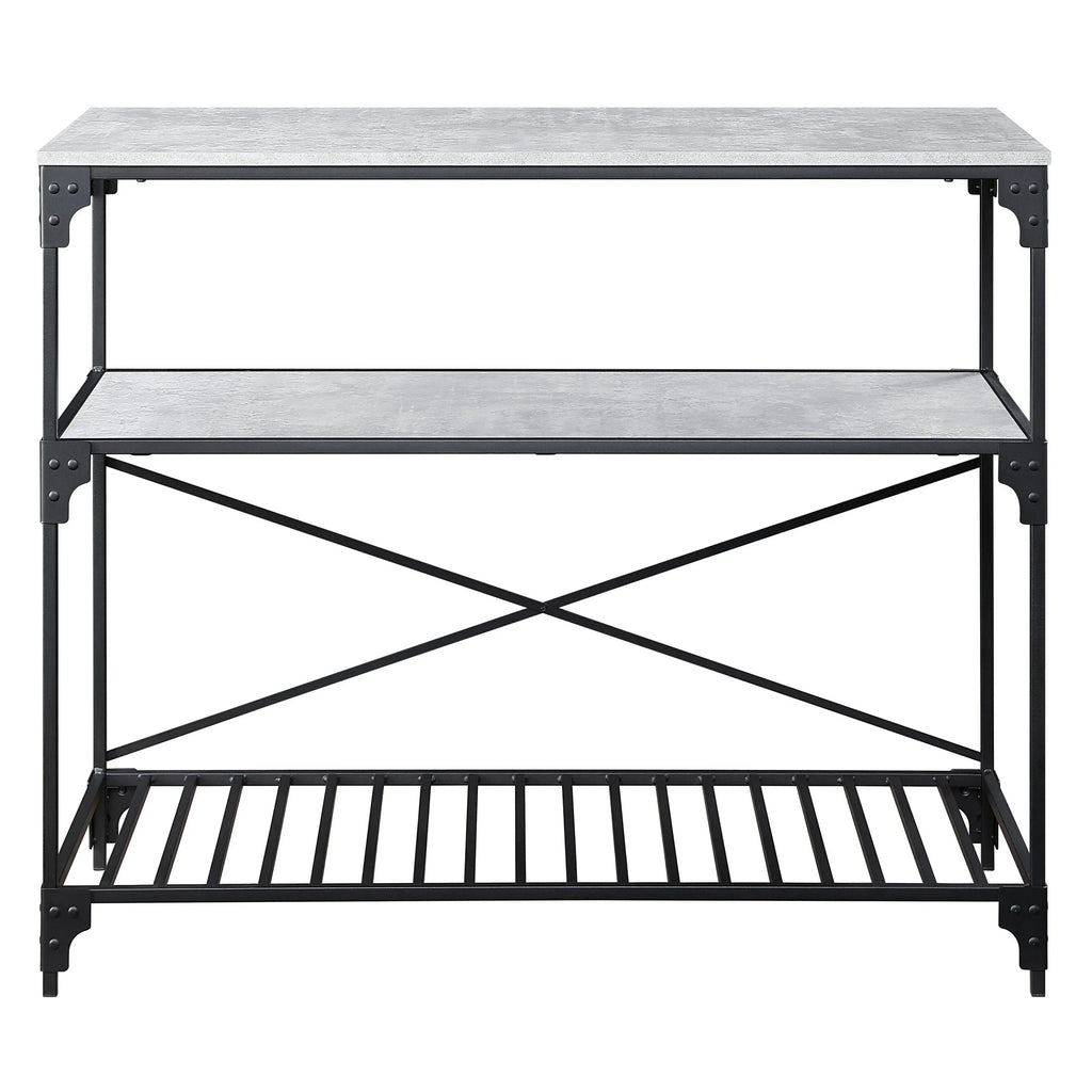 Faulkner Black and Concrete 2-shelf Kitchen Island